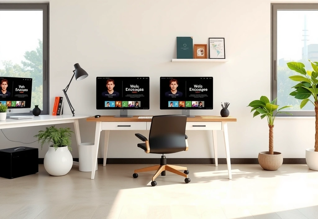 Modern web design workspace with minimalist layout and clean interface elements