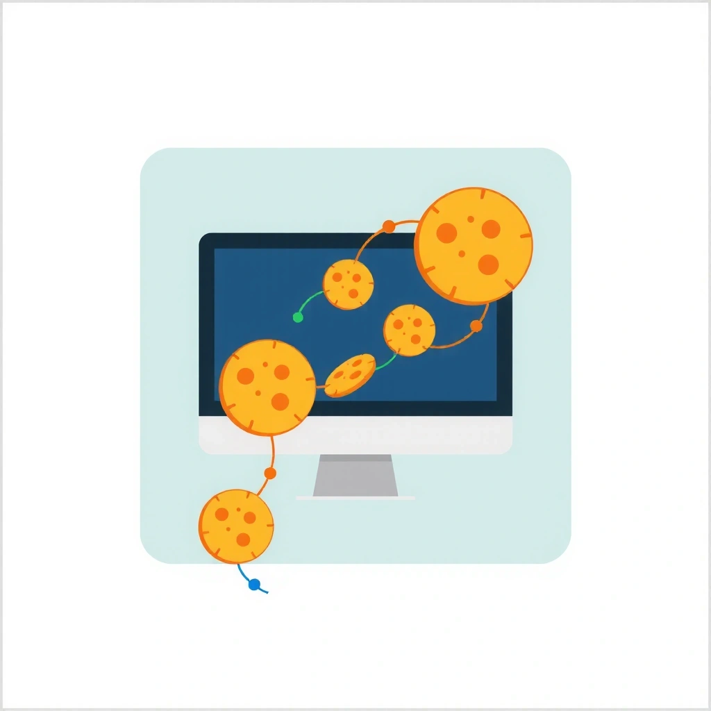 Cookie illustration showing digital data flow